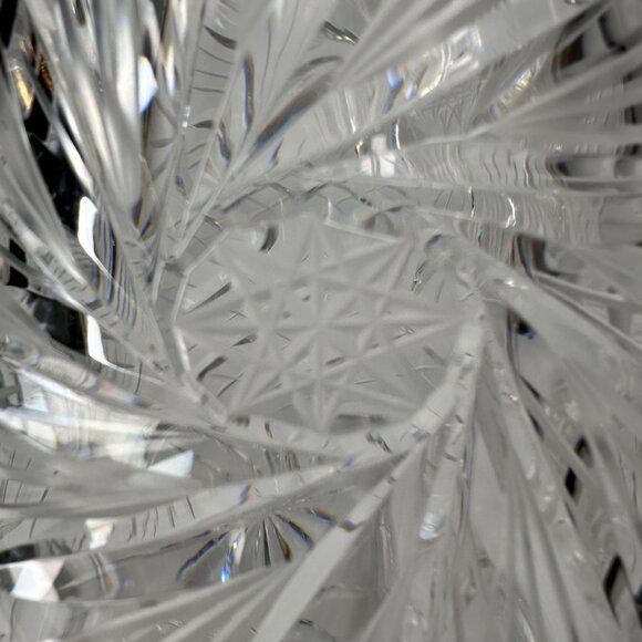 Decanter Crystal Cut Glass European MCM Starburst Diamond Pattern W/ Stopper 13" - Picture 4 of 16